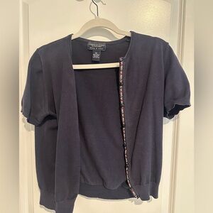 American Eagle Navy Short Sleeve Cardigan